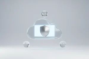 Secure cloud server hub with three connection points, symbolizing comparing cloud providers for reliability and security.