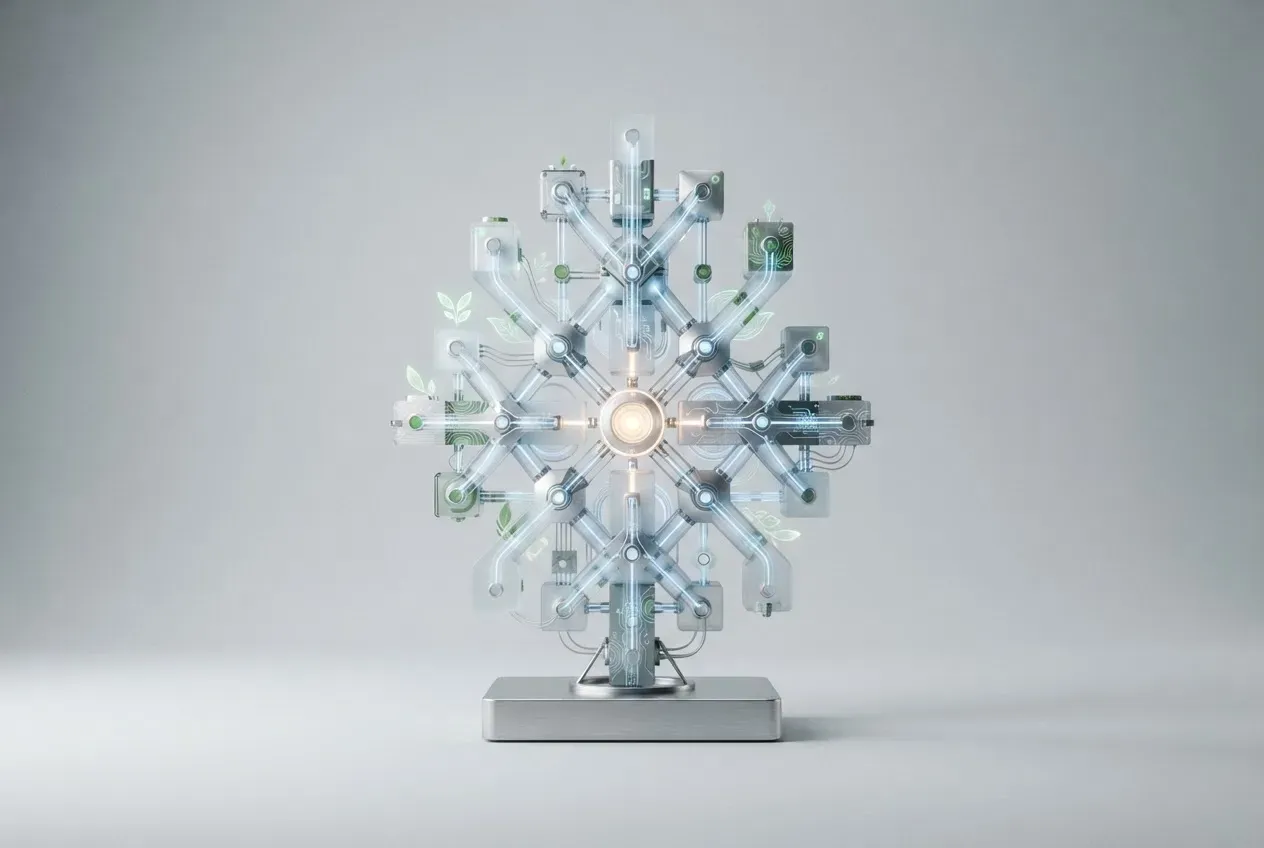 Modular digital infrastructure expanding sustainably, symbolizing scalable long-term transformation for a small business.