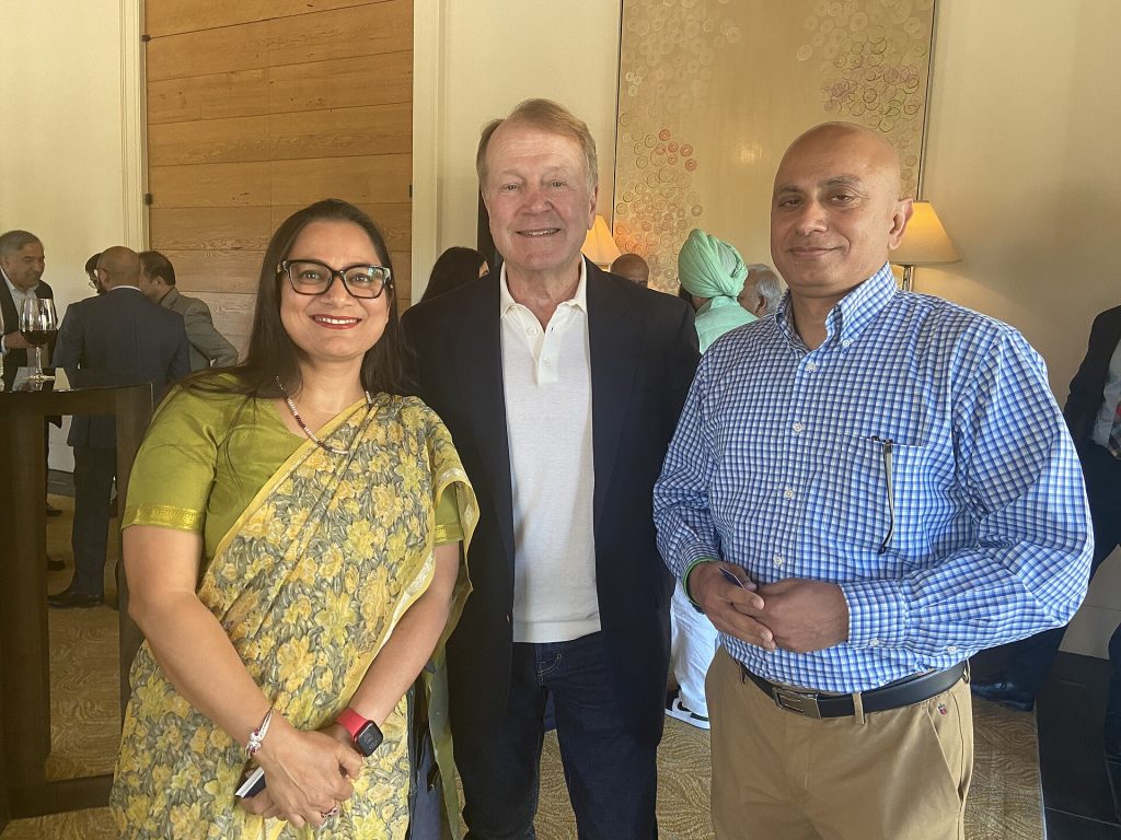 John Chambers with Milli Seth and Himanshu Seth of Saloni Heart Foundation